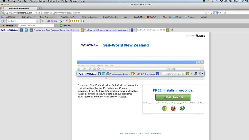 After clicking on the link in the story above, you should see a page like this. Click on the Install Toolbar ©  SW